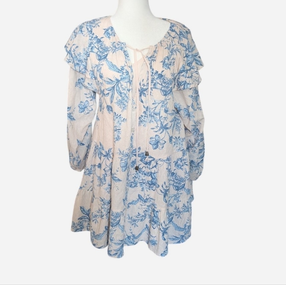 Pre-owned Free People White and Blue Dress - Picture 2 of 14